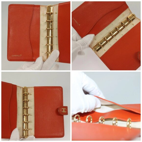 CHANEL Day Planner Cover Leather Orange CC Auth - Picture 14 of 16